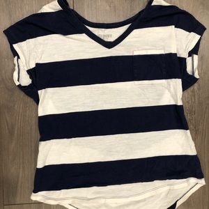 Old Navy - Navy Blue Striped Short Sleeve Top